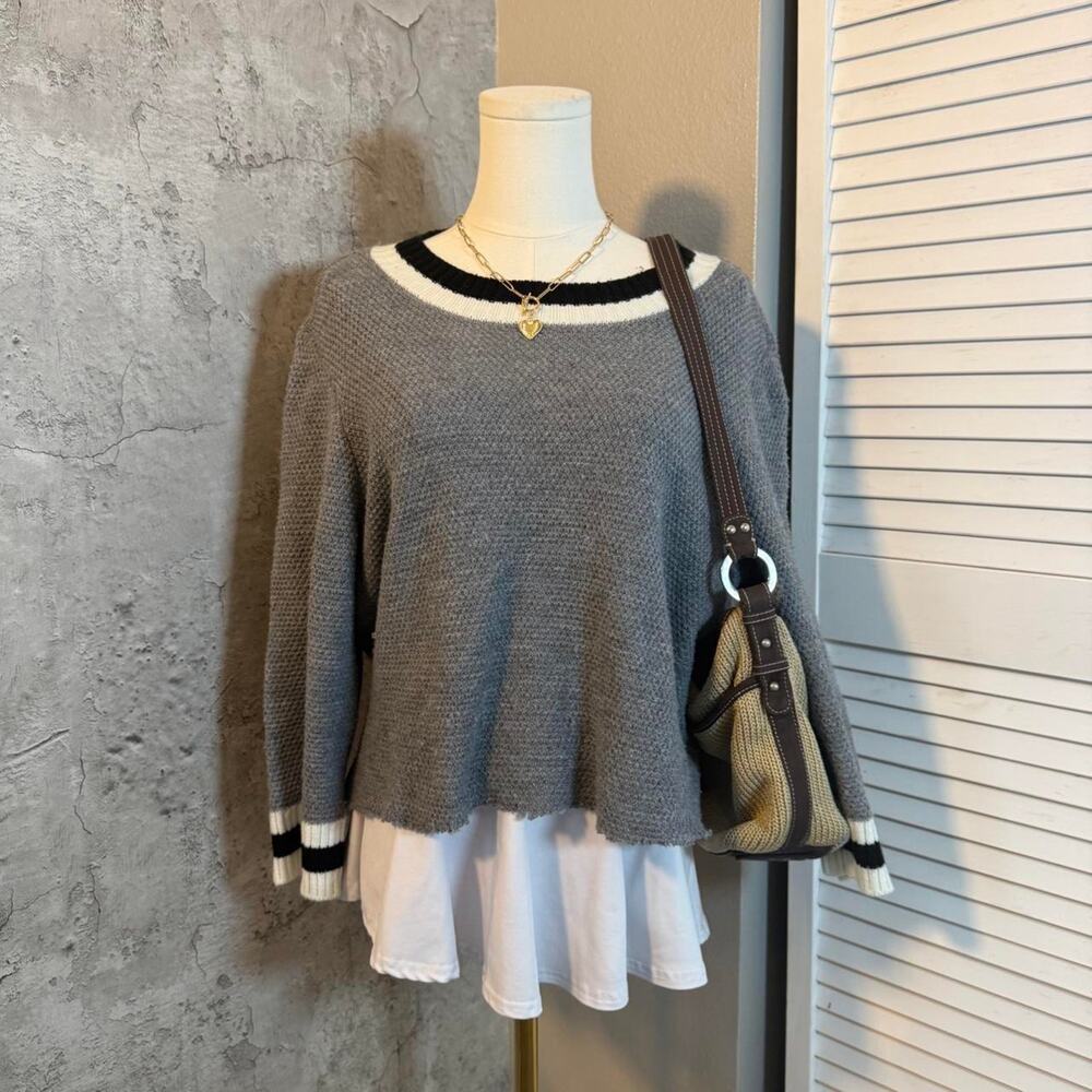 Preppy Grey Striped Sweater